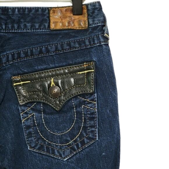 True Religion Billy Straight Leg Jeans Vintage 2008 Made in USA Y2K Leather 26 - Picture 9 of 15